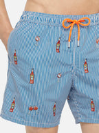 Mid-length striped Gustavia swim-shorts with Aperol Spritz embroidery | APEROL SPECIAL EDITION