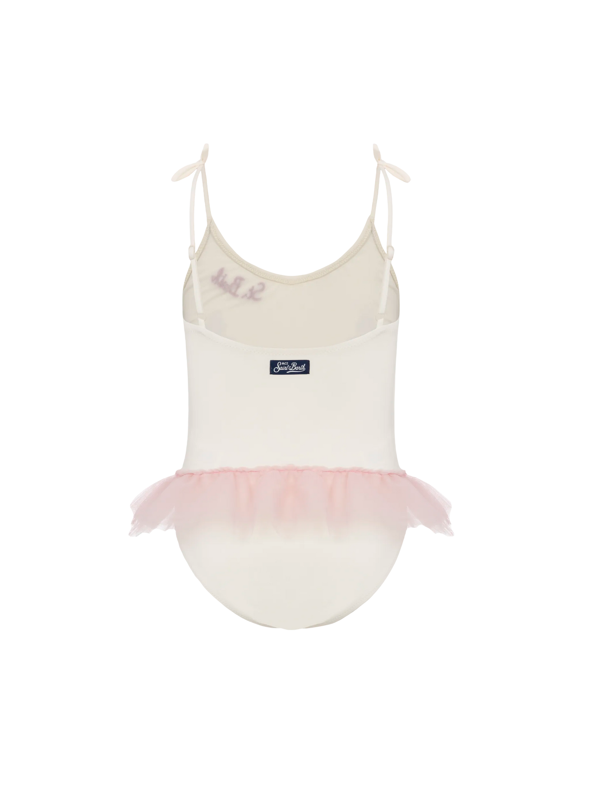 Dancer one-piece swimsuit with tulle ruffle and glittered bows