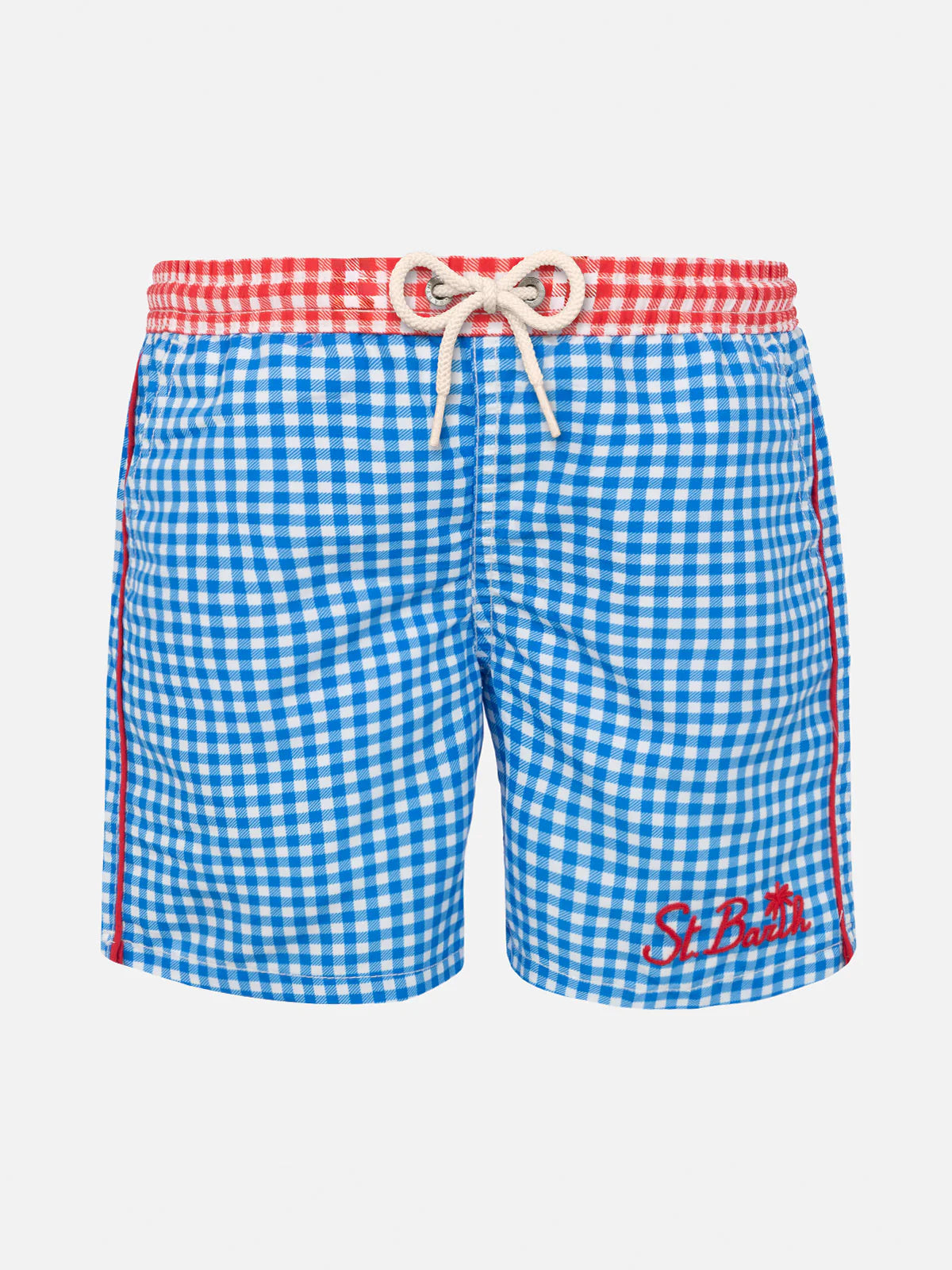 Boy swim shorts with gingham print