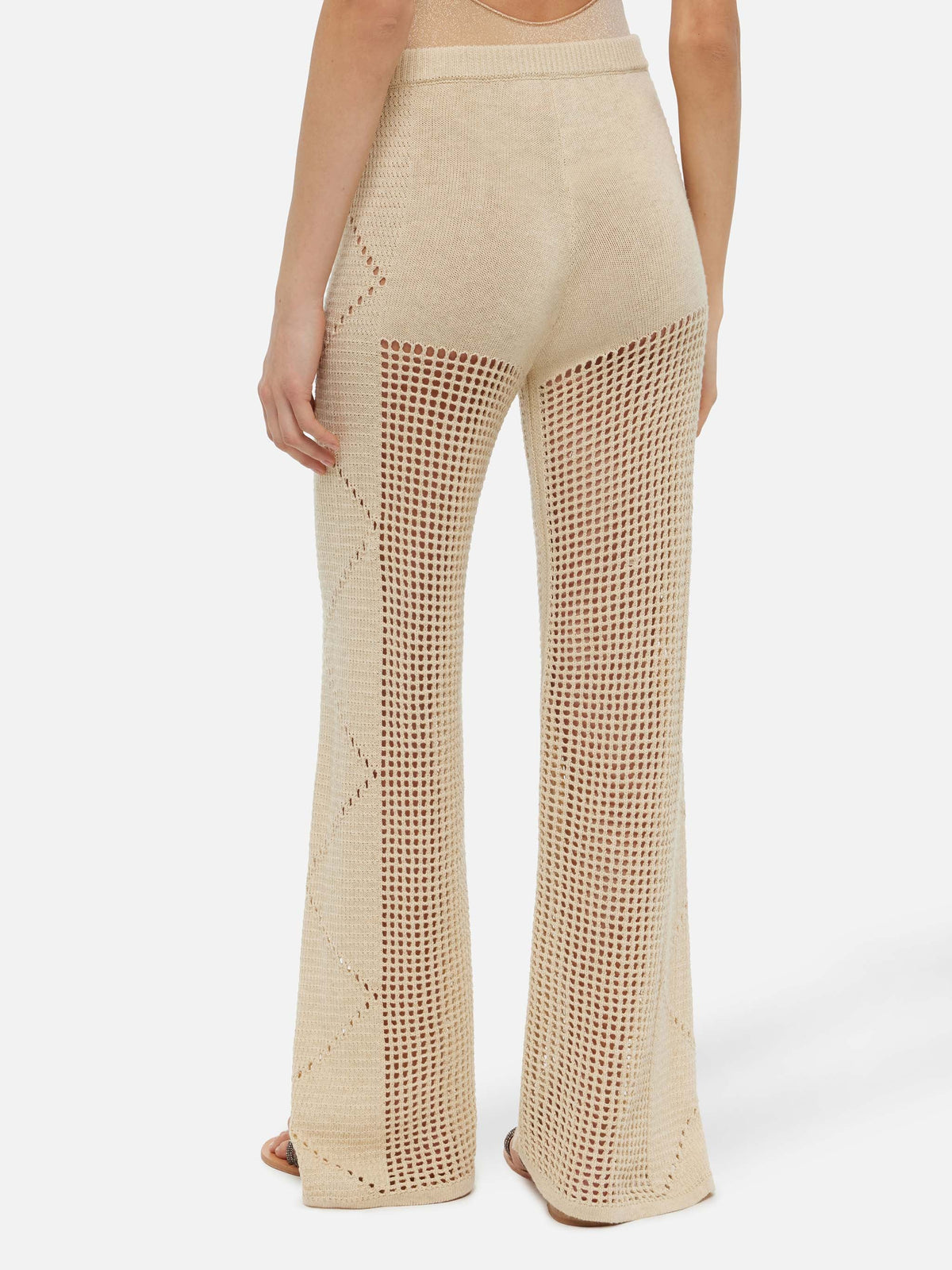 Alva beige crochet flared pants