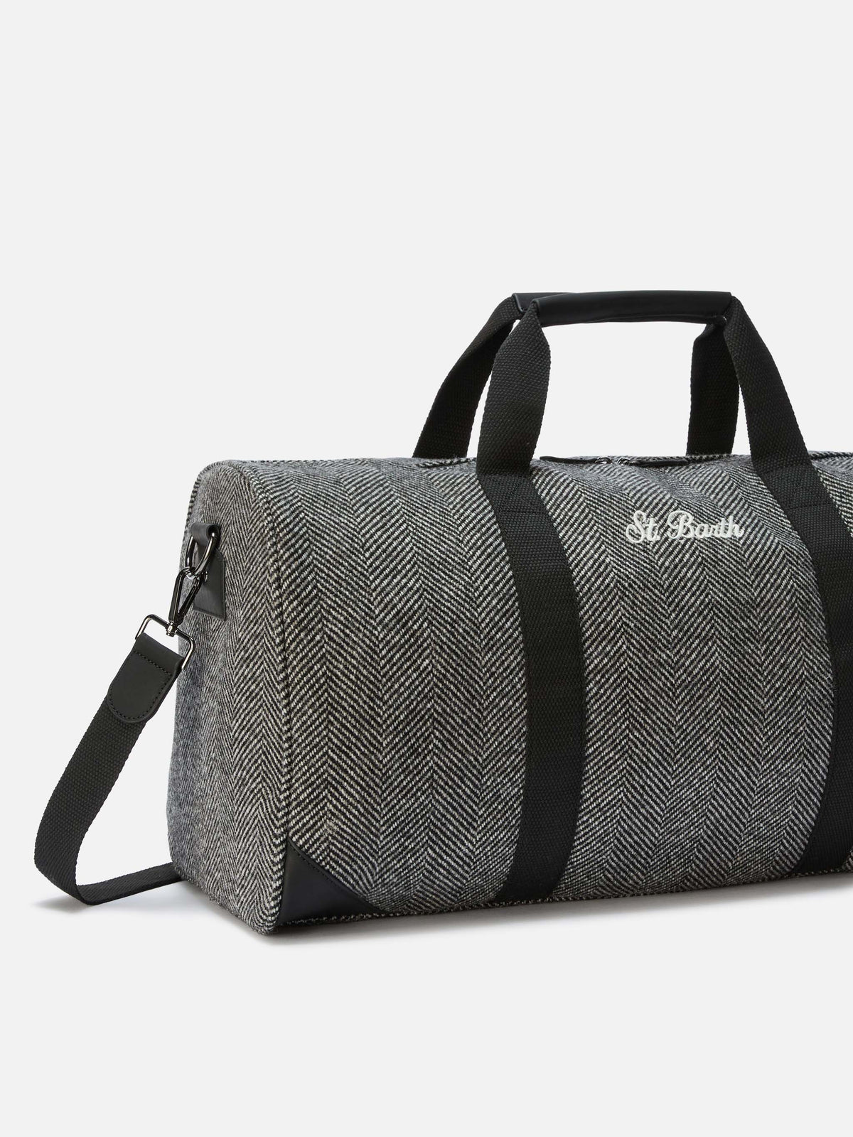 Jetleg Wool Travel Bag in herringbone wool blend