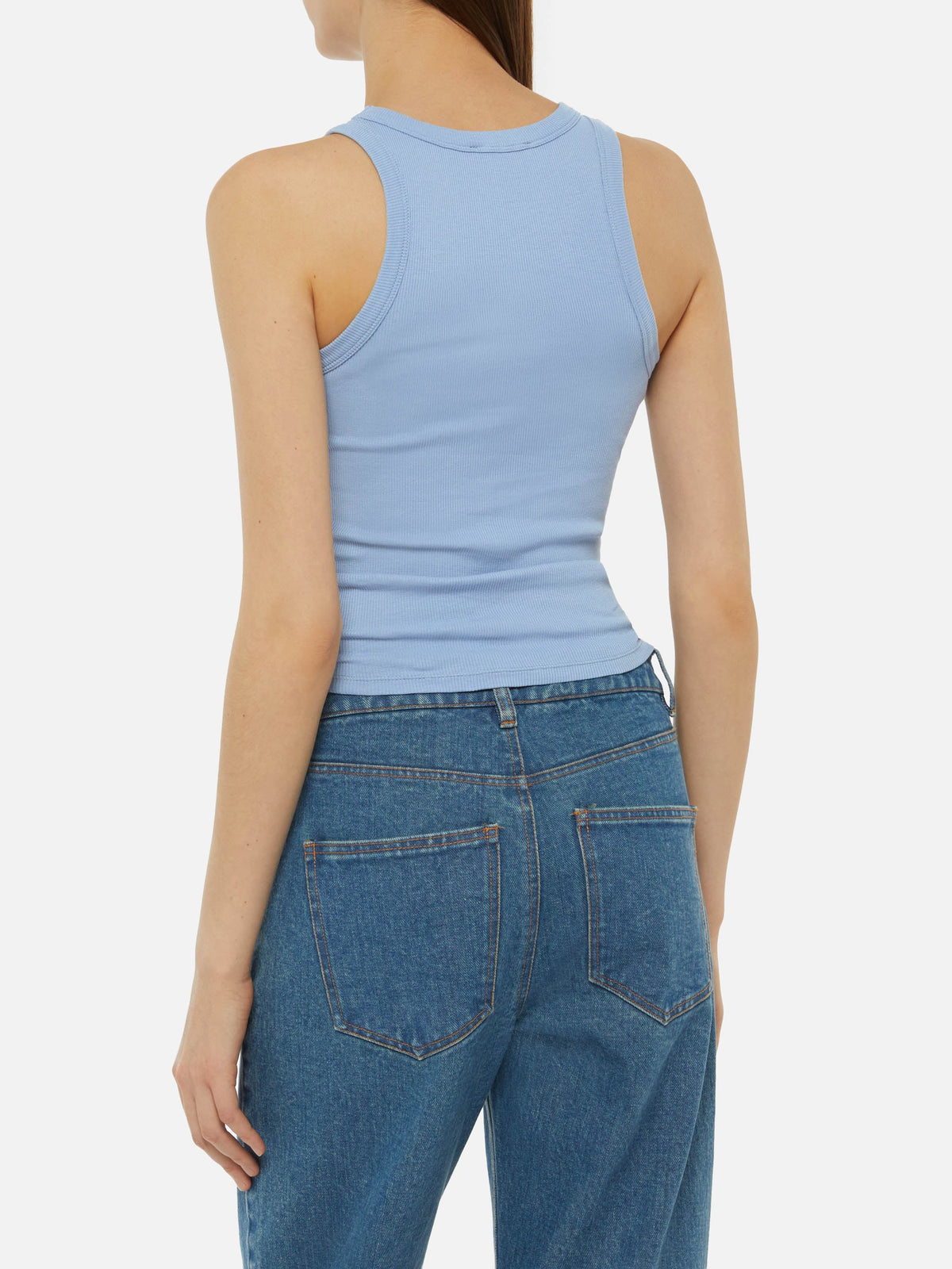Ada dusty blue ribbed cotton tank top