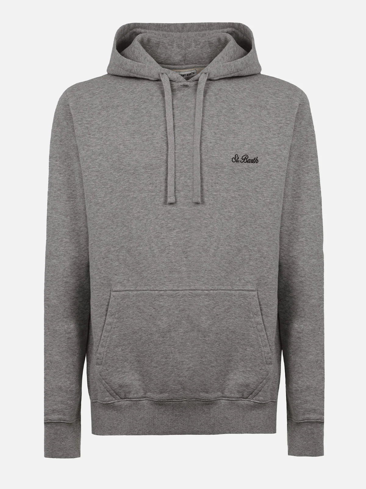 Tribeca cotton sweatshirt in grey melange solid color with logo embroidery