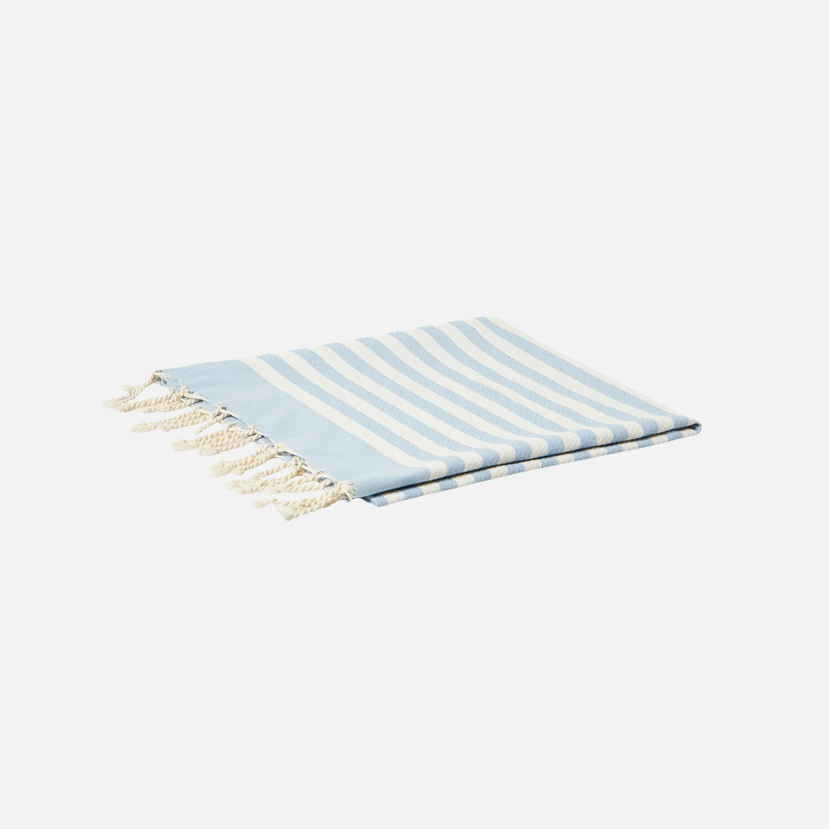 Fabric bracelet with light blue stripes and embroidery
