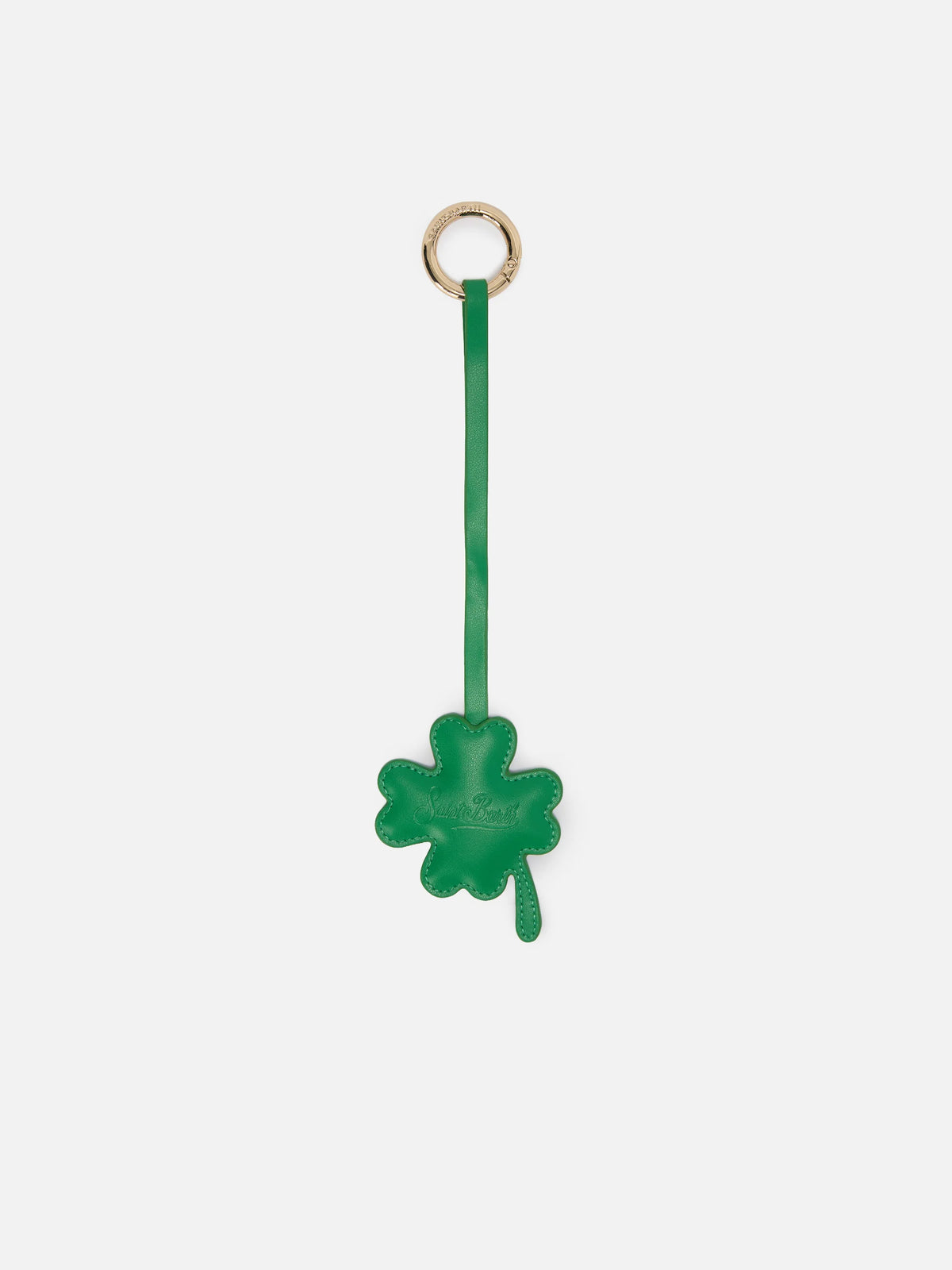 Four-Leaf Clover Bag Charm in green leather