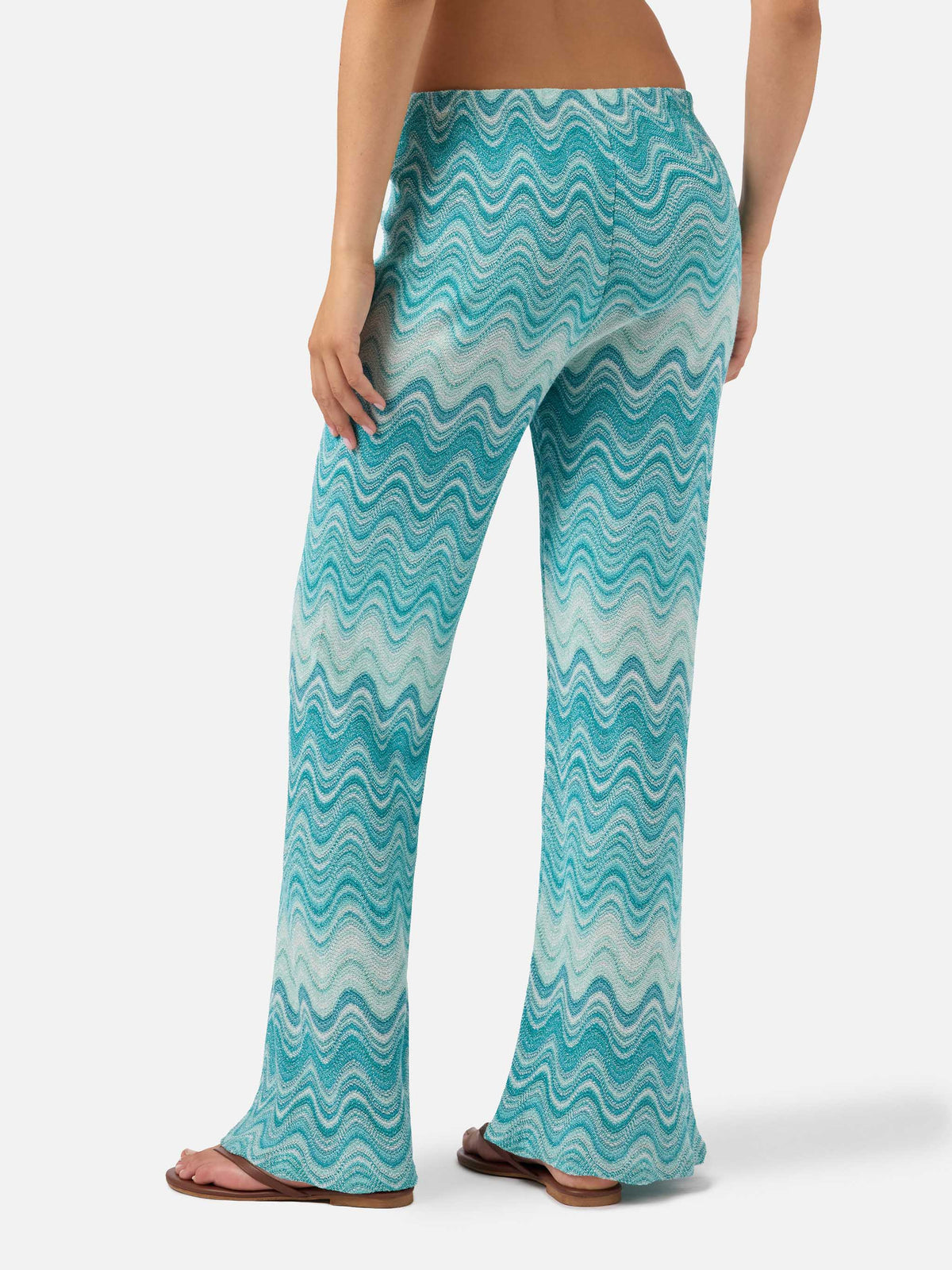 Aqua green Amalia degradé raschel long trousers