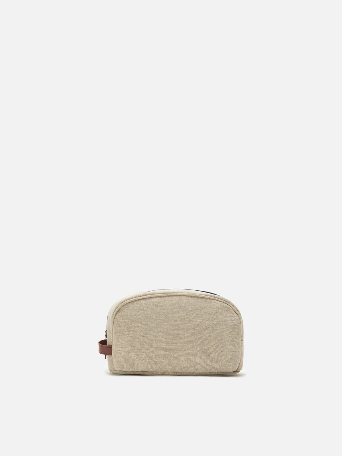 Beige Westwood linen beauty bag with embroidered logo