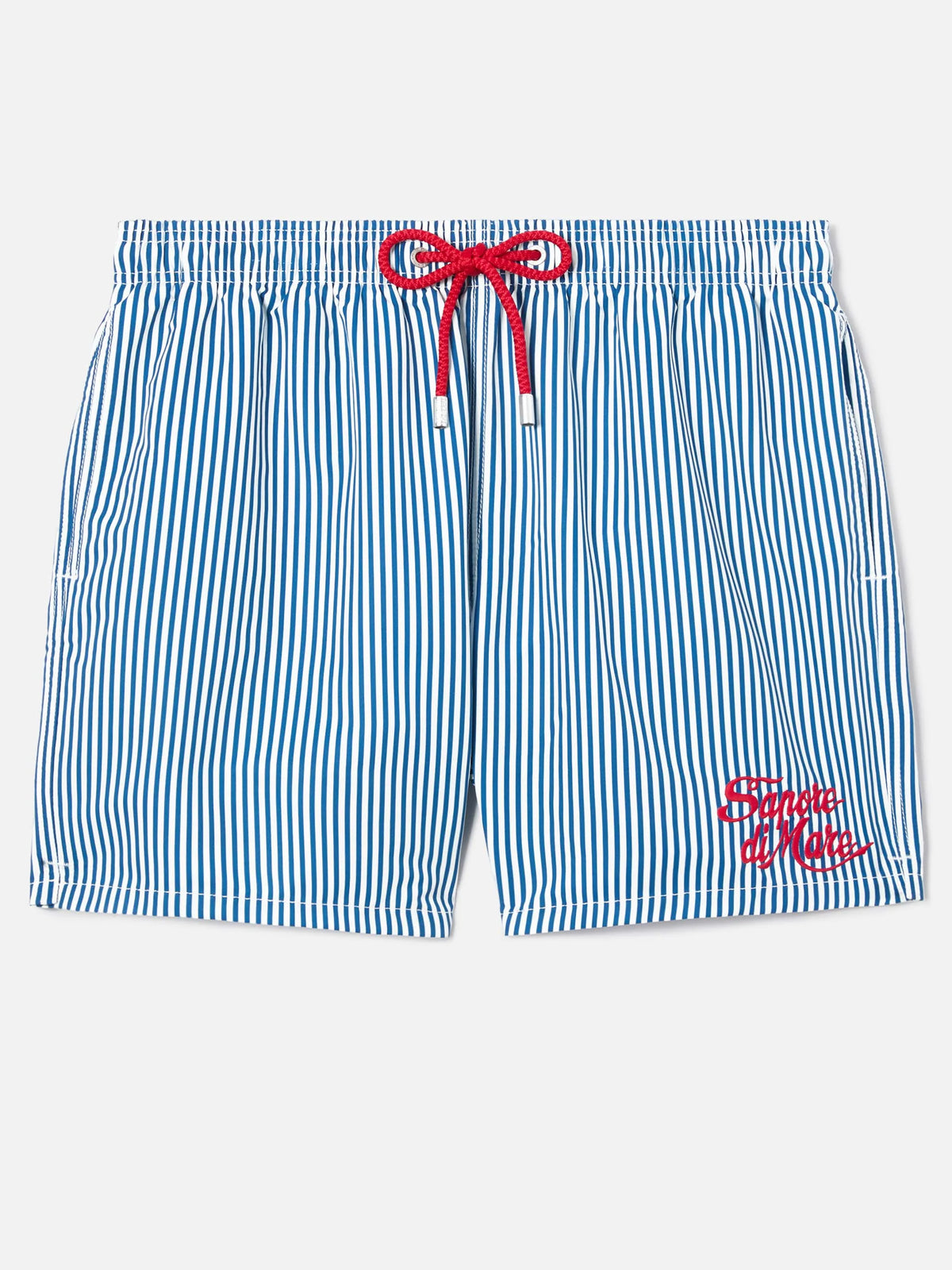 Gustavia blue striped swim shorts with Sapore di Mare embroidery | Special Edition