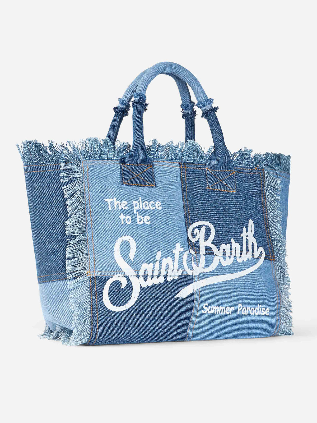 Denim patchwork cotton canvas Vanity tote bag