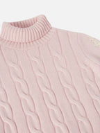 Adler Jr turtleneck cable-knit with snowflake rhinestone embellishments