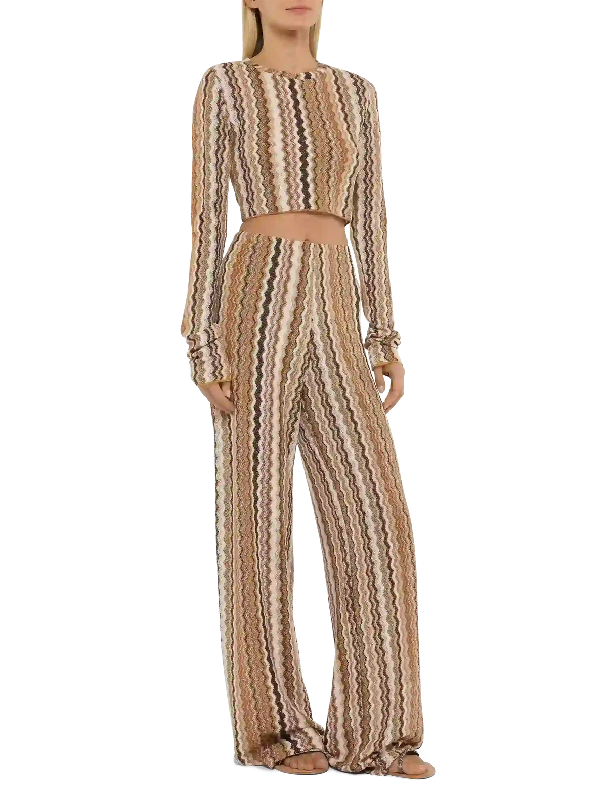 Amalia wide-leg trousers in raschel knit