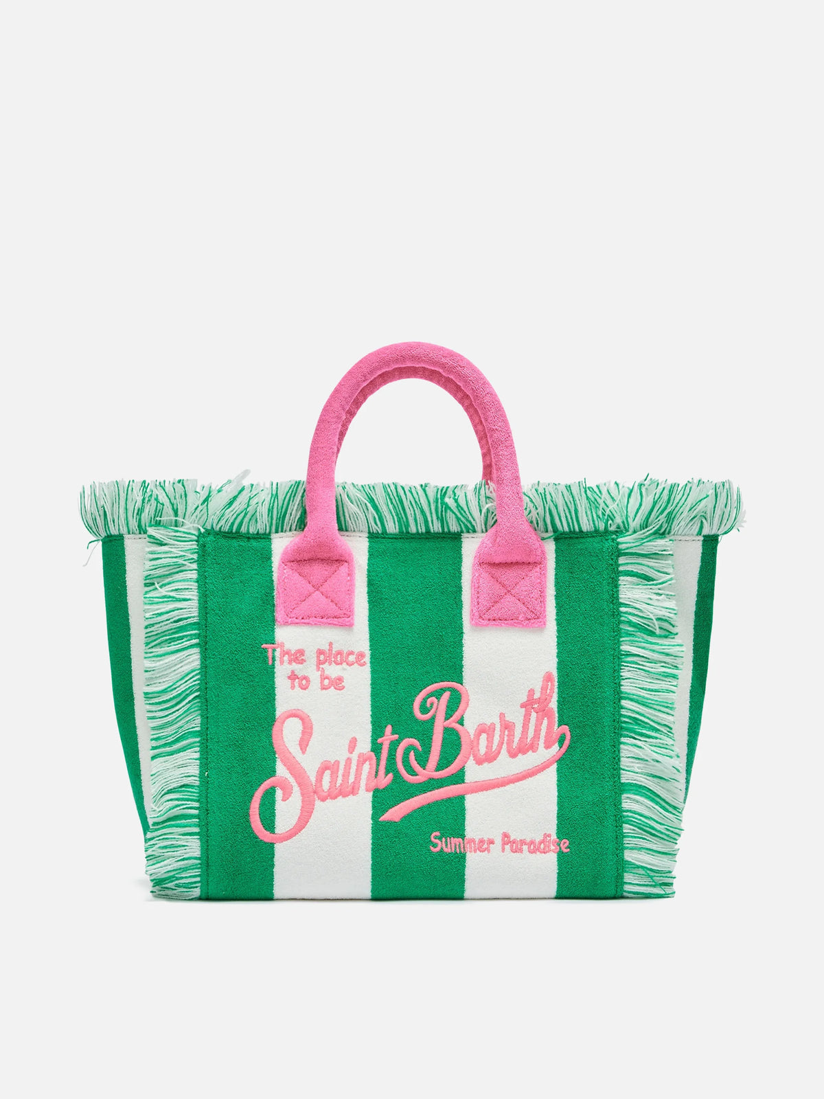 Colette Sponge green striped terry handbag