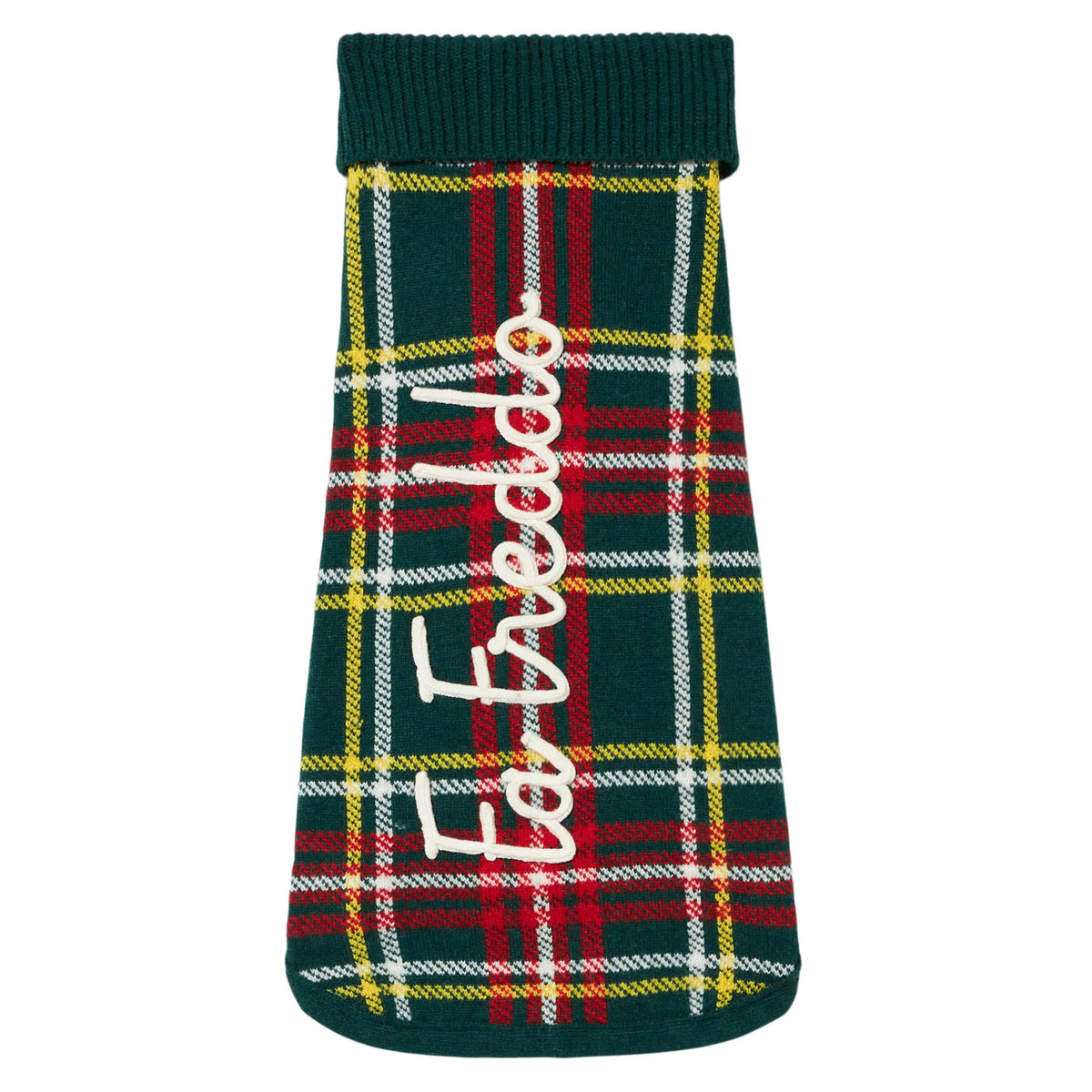Dog sweater with tartan jacquard