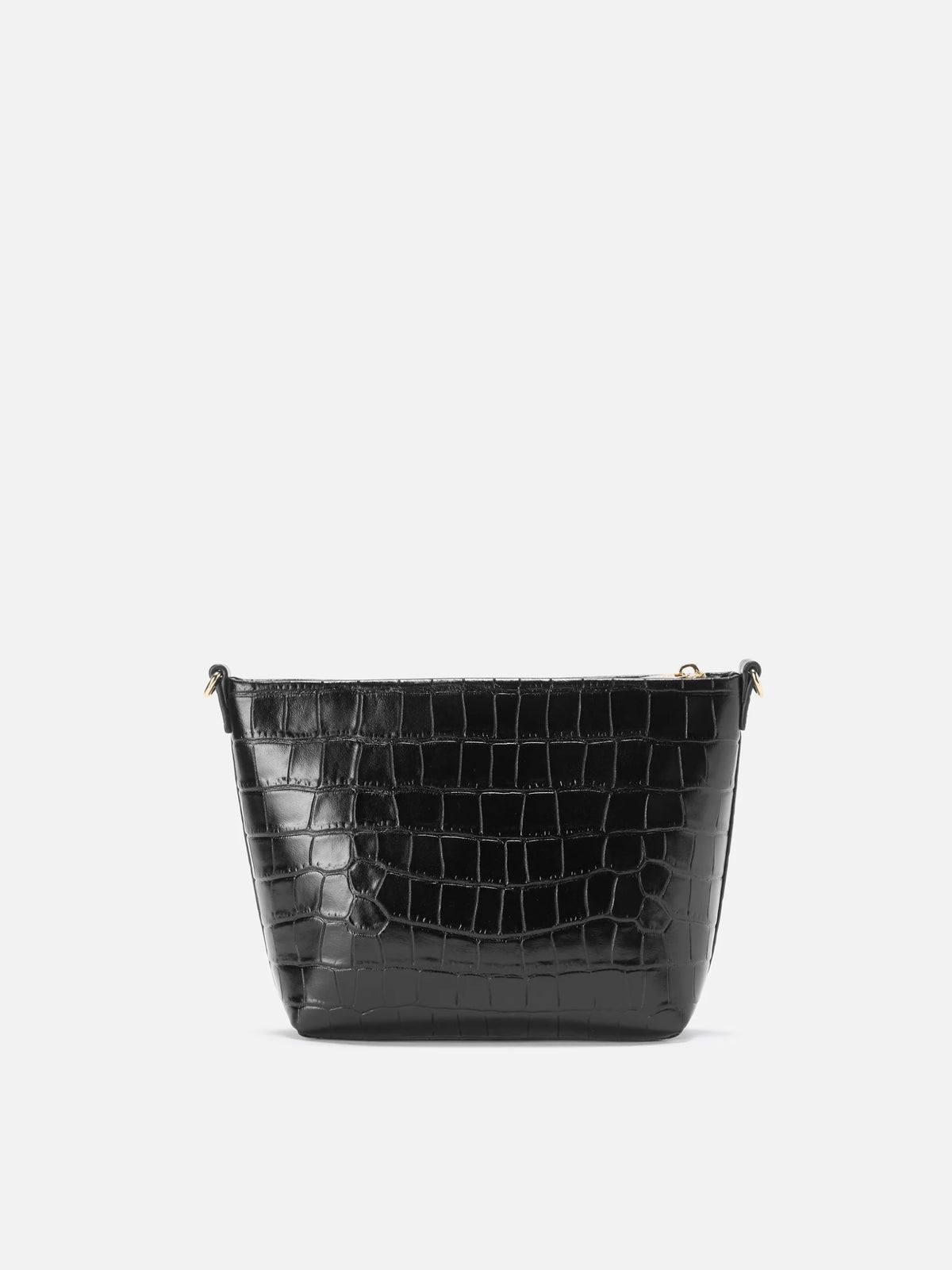 Aline Shoulder Bag in crocodile-print black leather