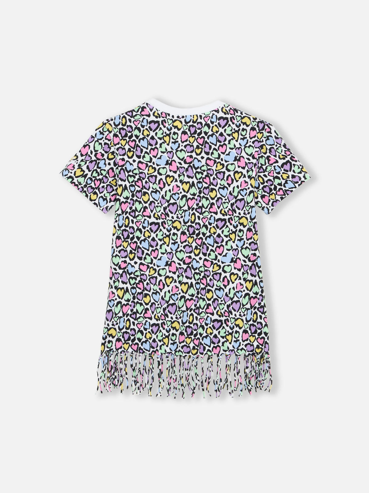 Girl Abbey dress with fringes and animalier print