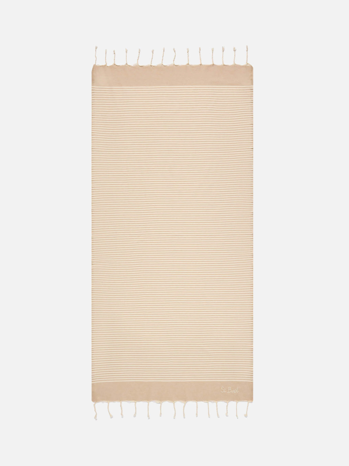 Foutas beach towel with small beige and white stripes