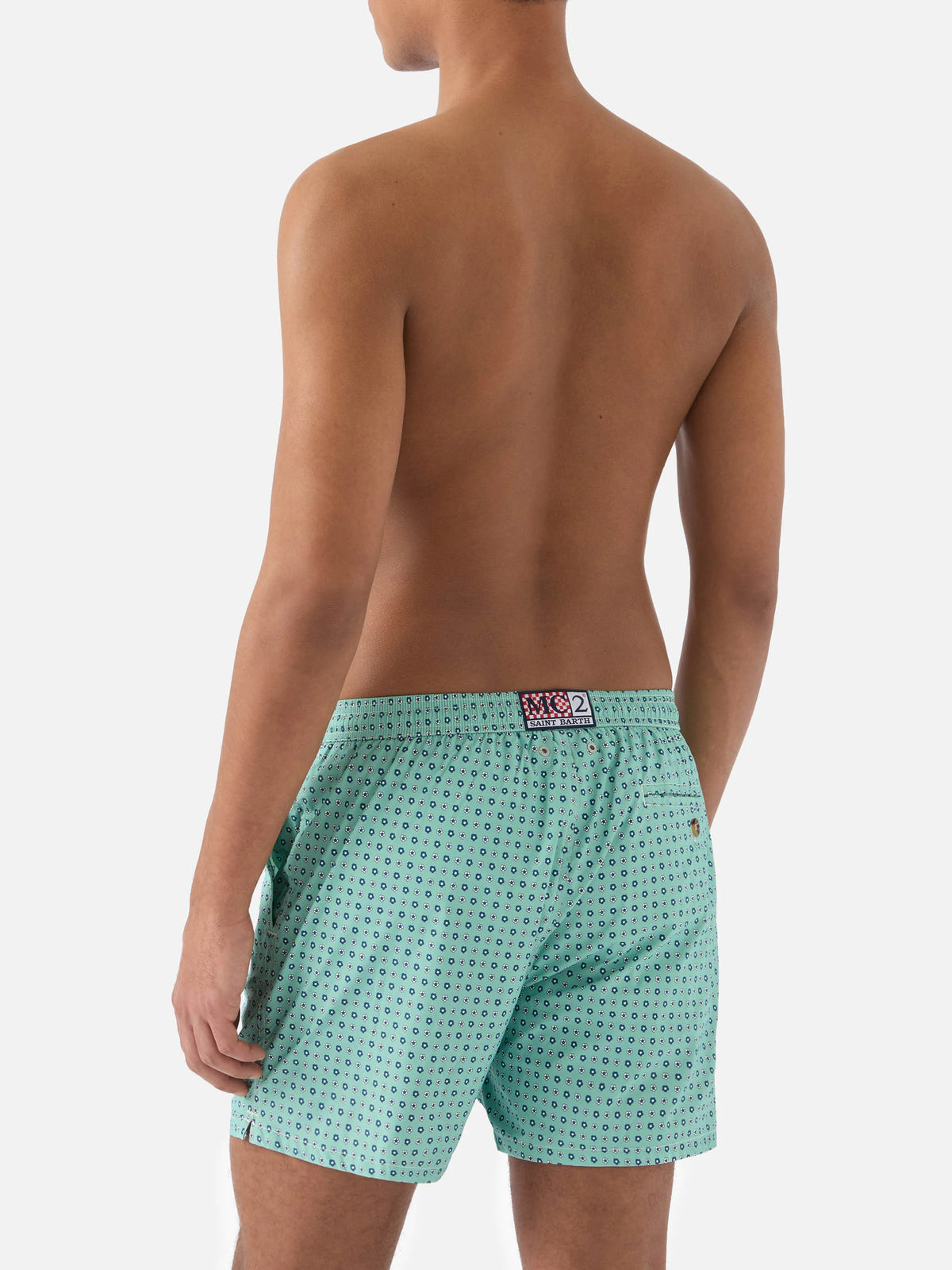 Light green Lighting Micro swim shorts with all-over geometric print