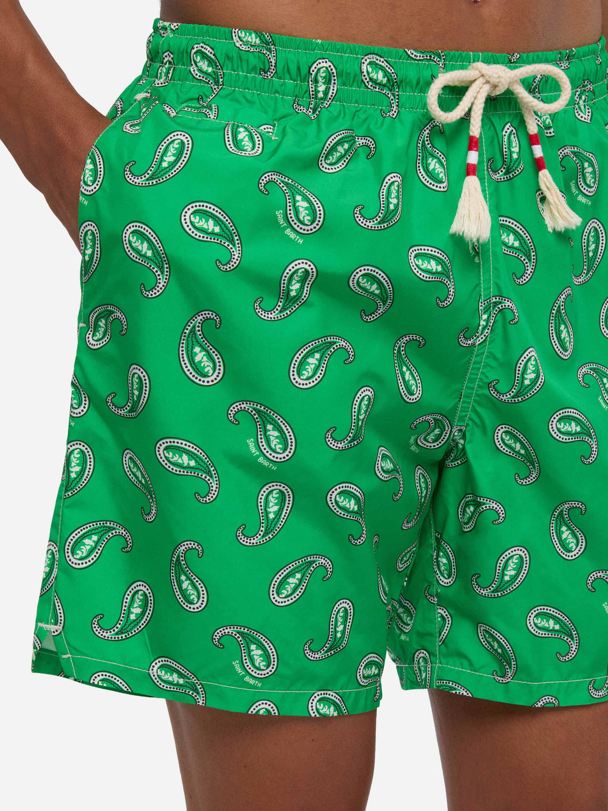 Green paisley Caprese swim shorts