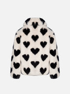 Girl faux fur jacket Aveline with heart print