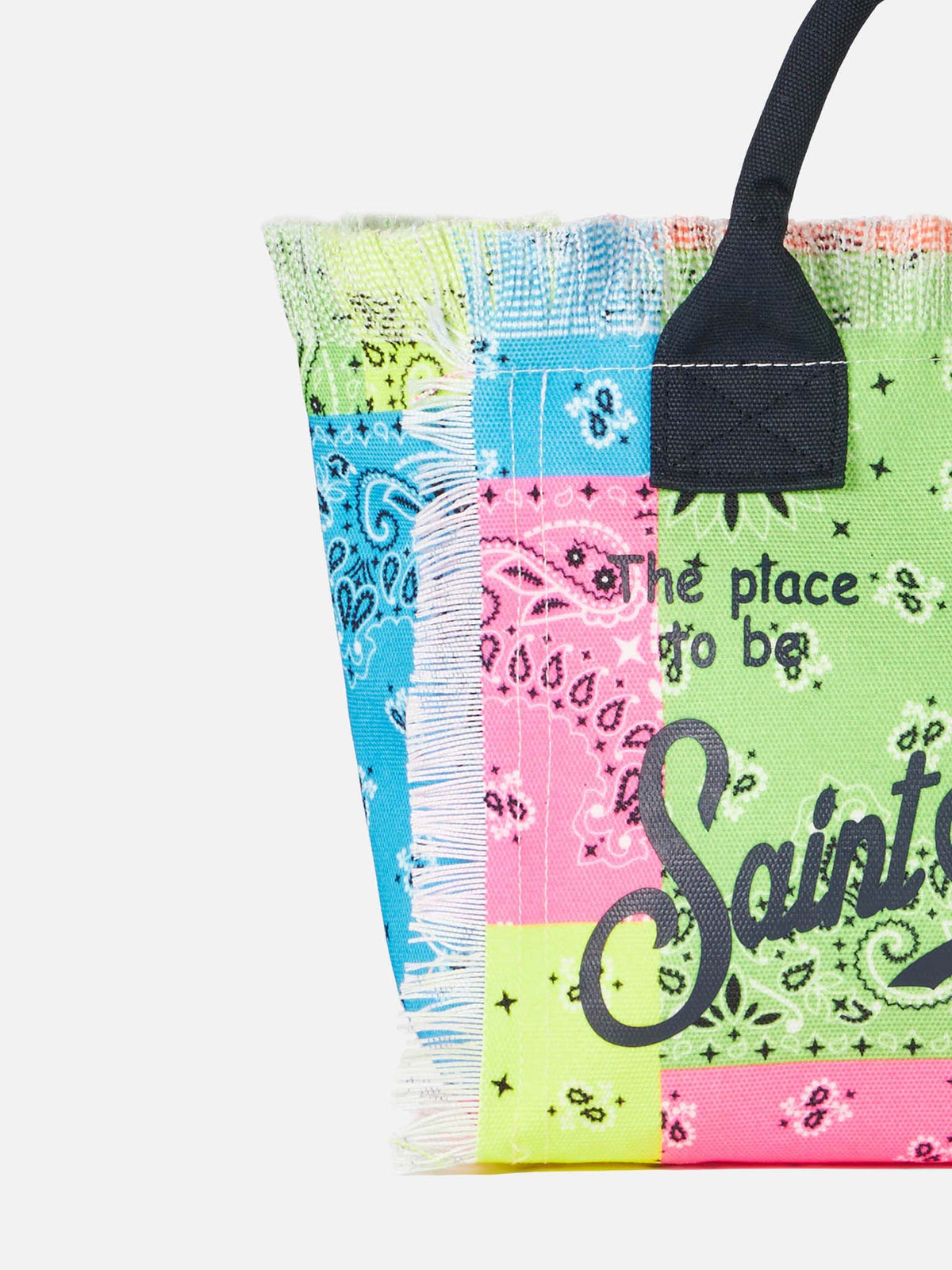 Colette multicolor fluo bandanna print canvas handbag