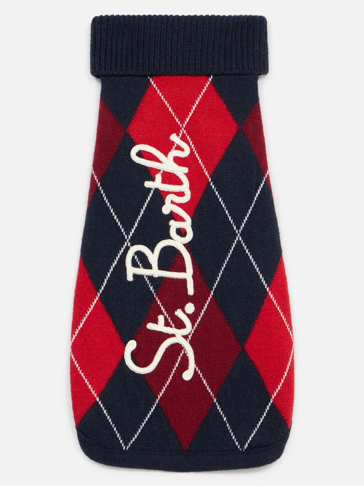 Dog sweater with argyle print