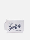 Aline white solid color nylon pouch