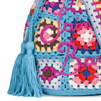 Crochet Bucket multicolor embroidered crochet bucket bag