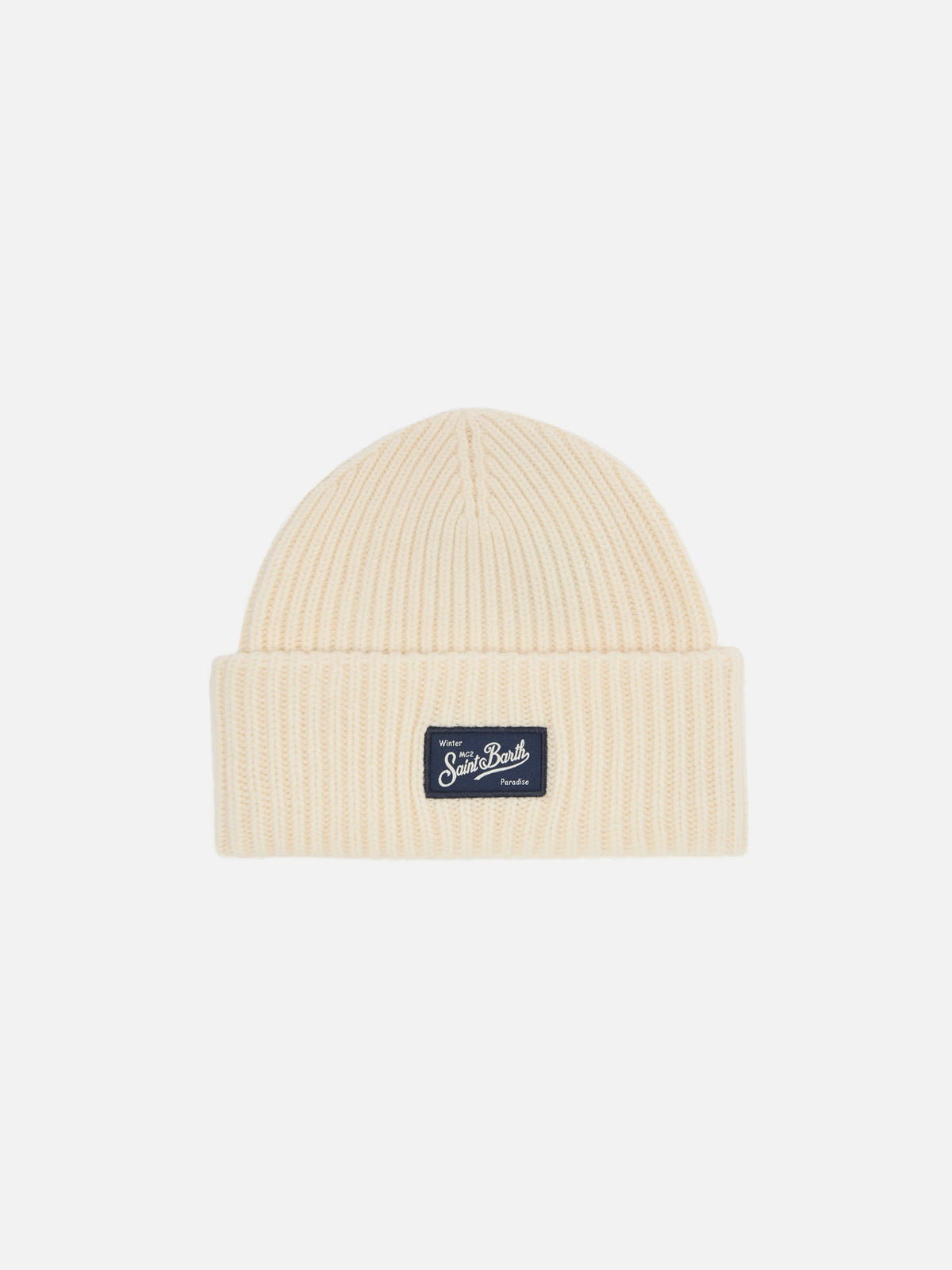 Off-white ribbed beanie Berry Jr with St. Barth patch