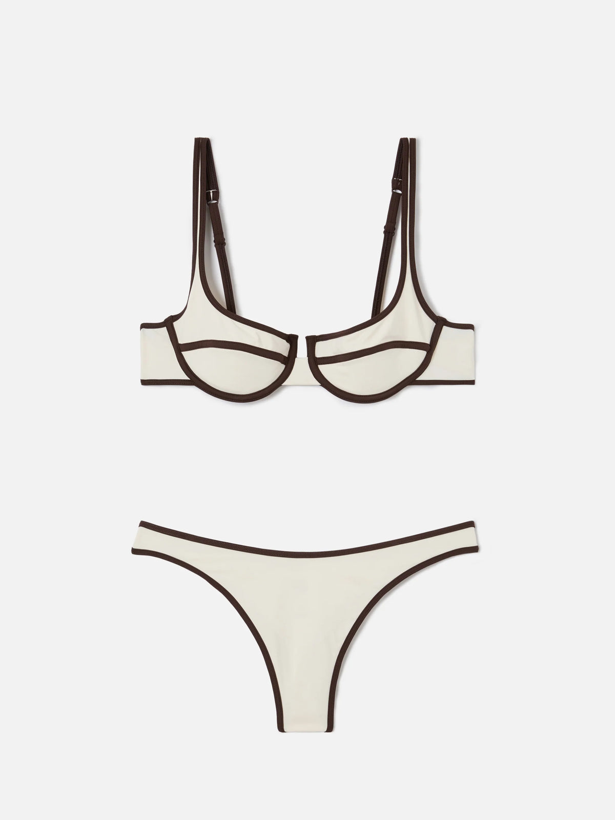 Amira String Naomi String cream and brown contrast trim bikini