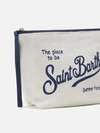 Aline white solid color linen pouch