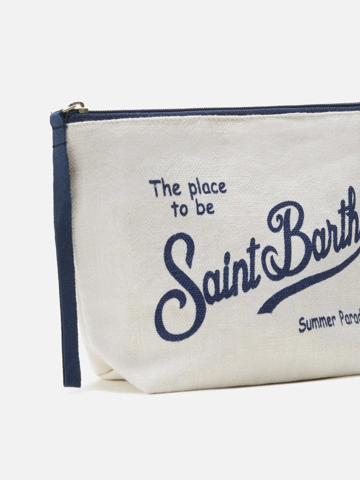 Aline white solid color linen pouch