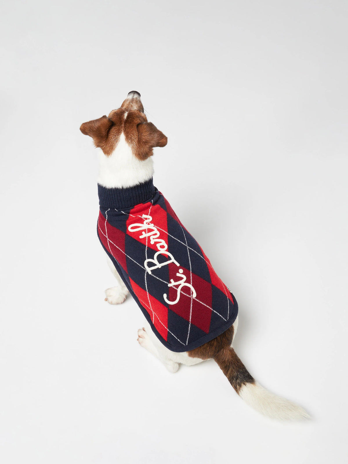 Dog sweater with argyle print