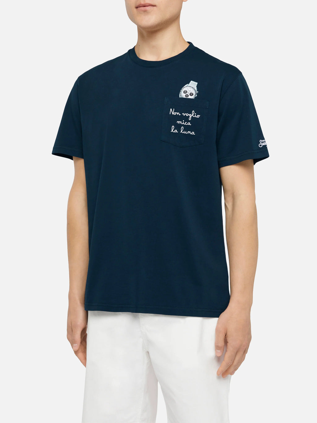 Cotton t-shirt Austin with embroidery and watch print