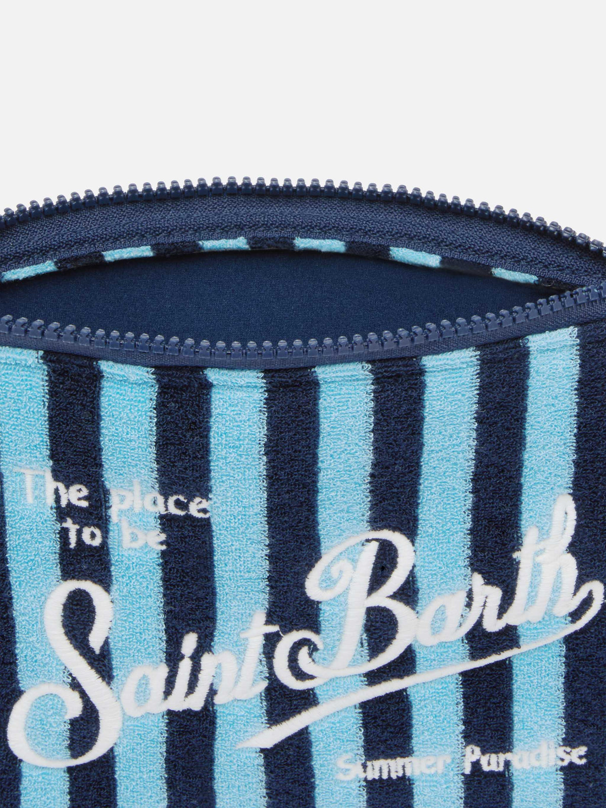 Aline striped embossed terry pochette