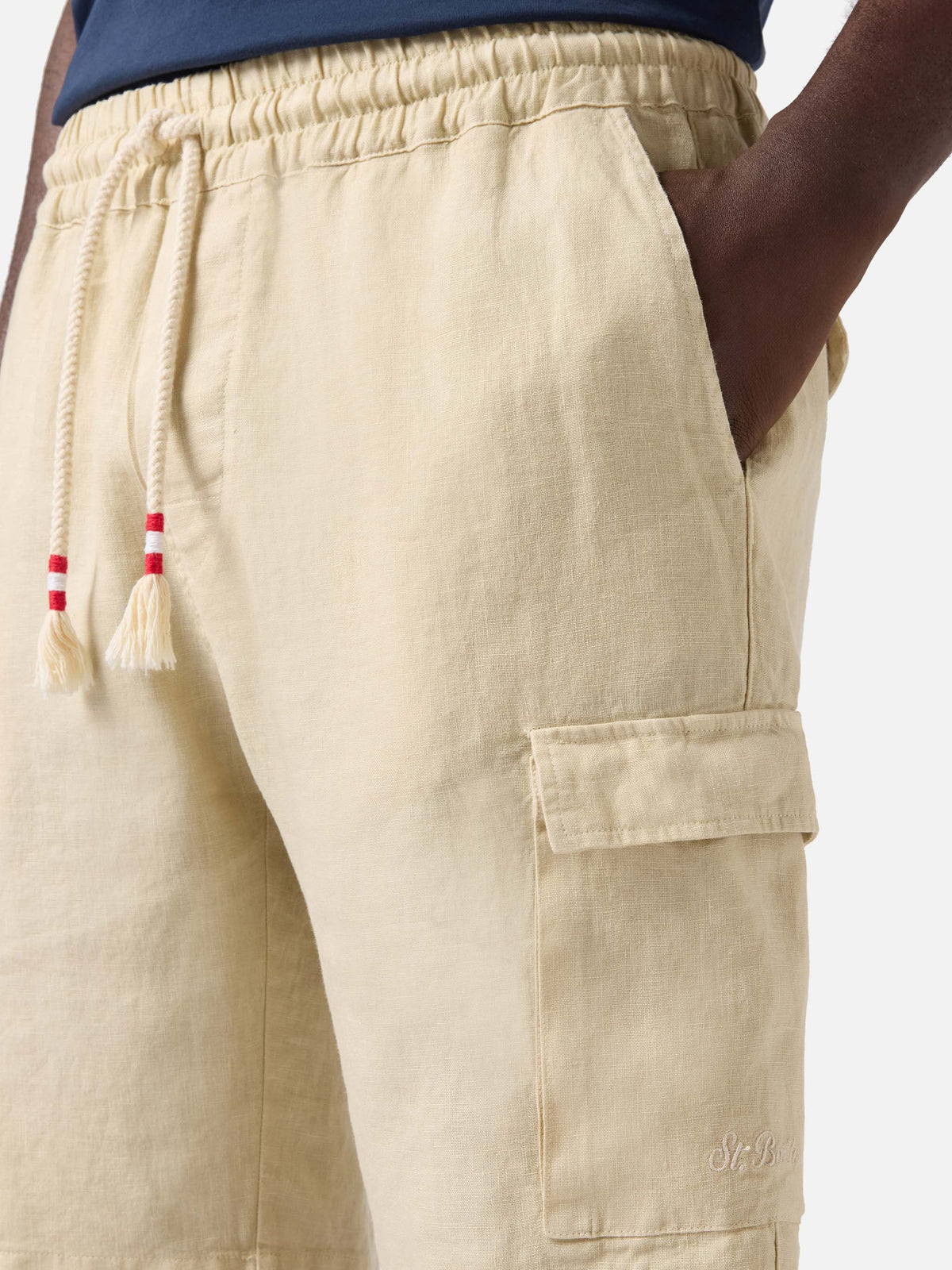 Beige Marseille bermuda shorts in pure linen