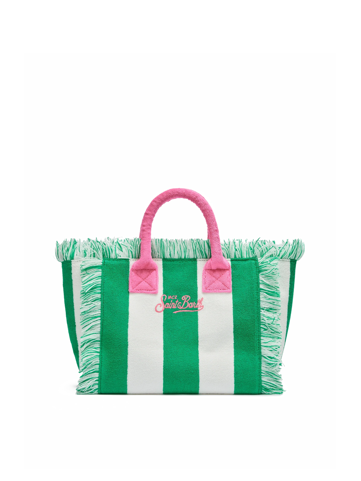Colette Sponge green striped terry handbag