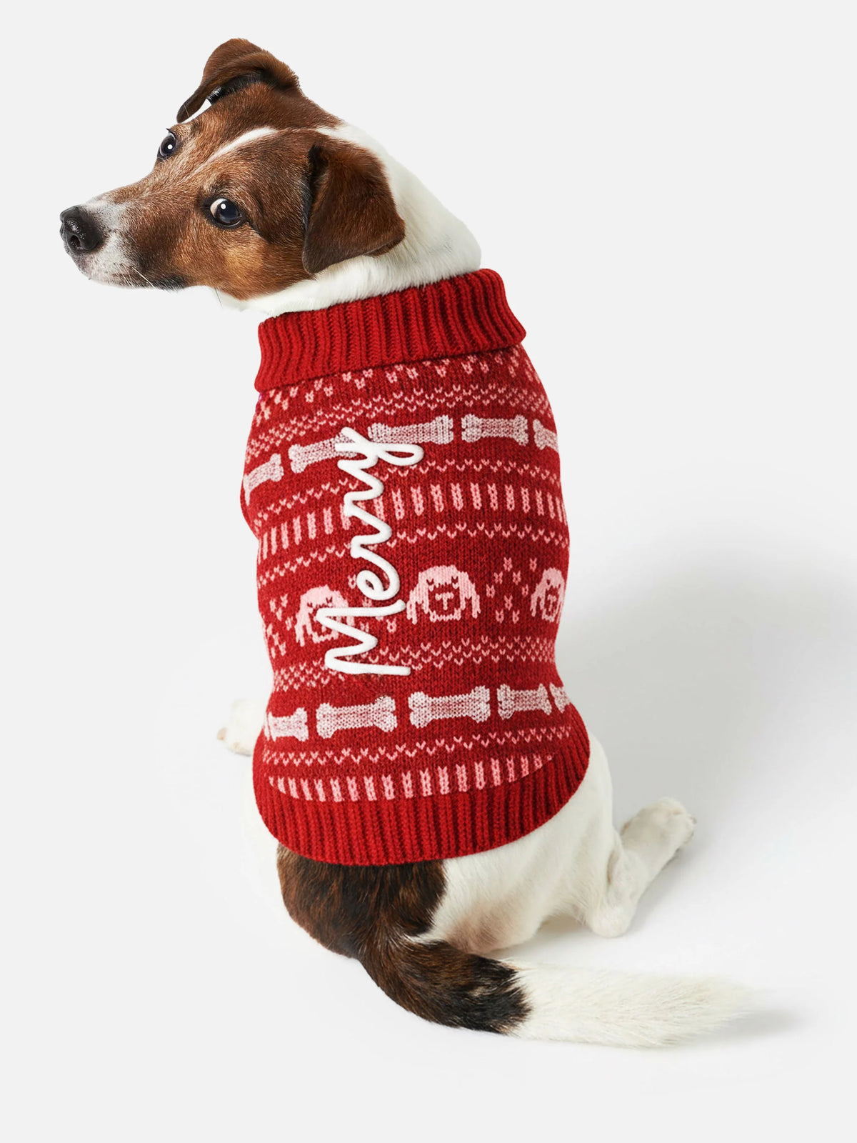 Dog sweater with Merry embroidery