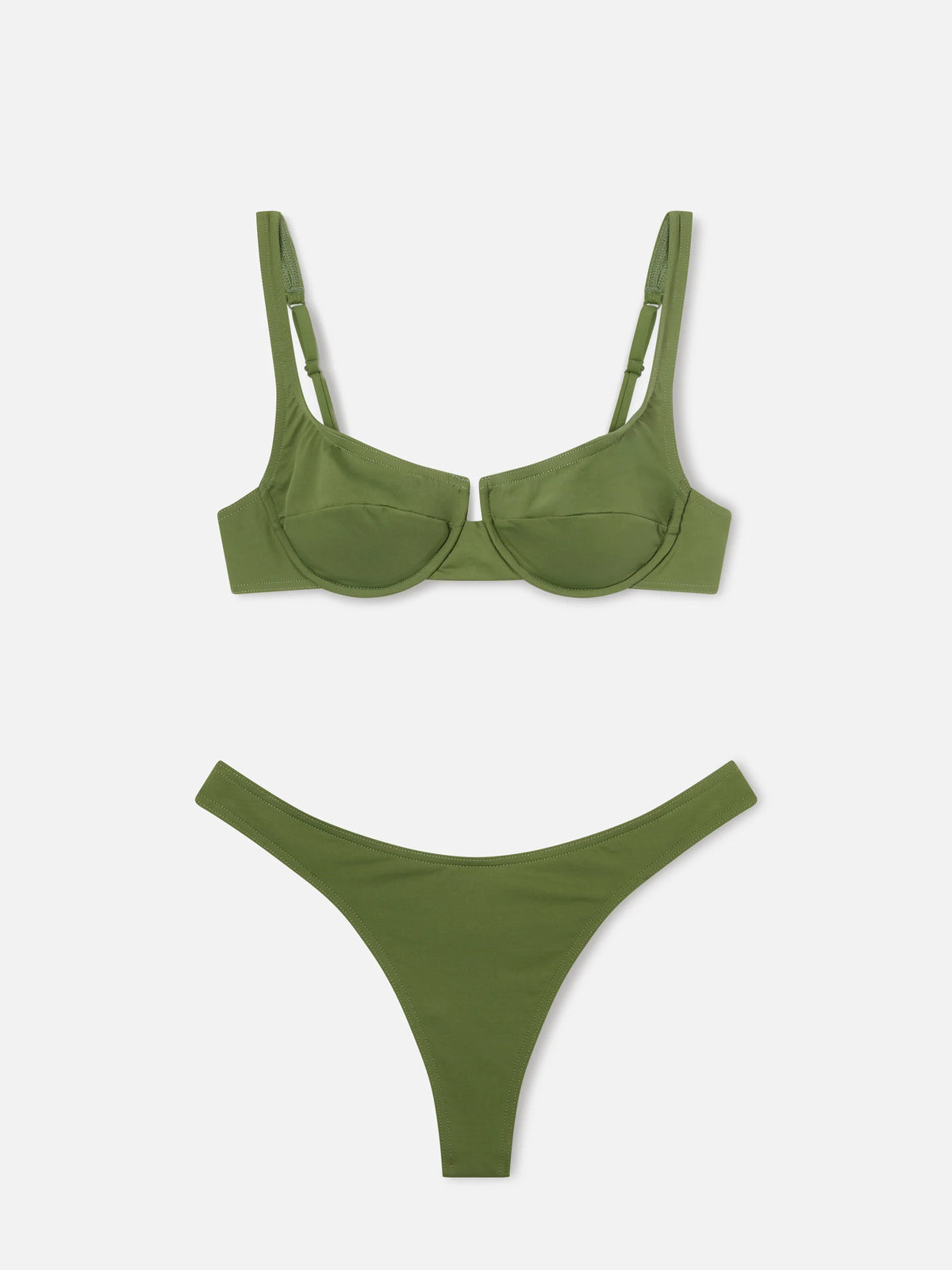 Amira Naomi military green balconette bikini in solid color