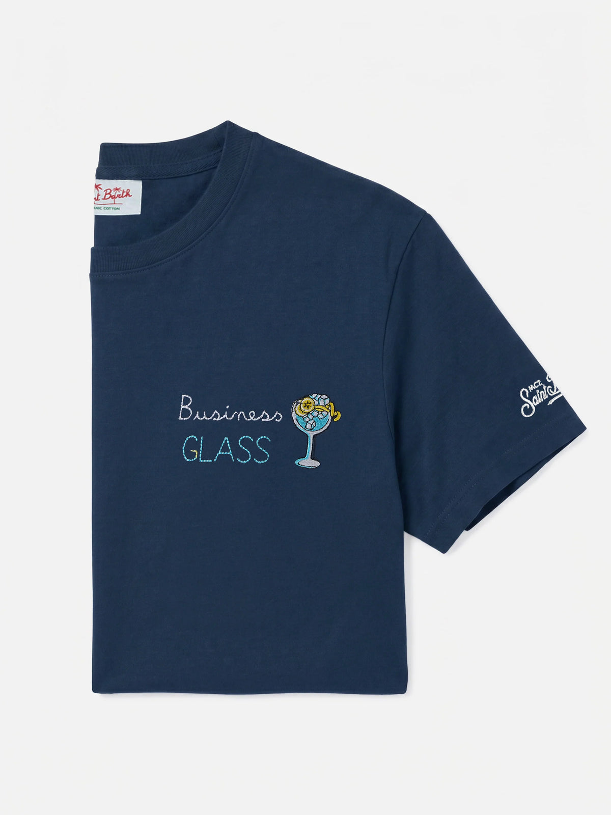 Blue Portofino T-shirt with Business Glass embroidery