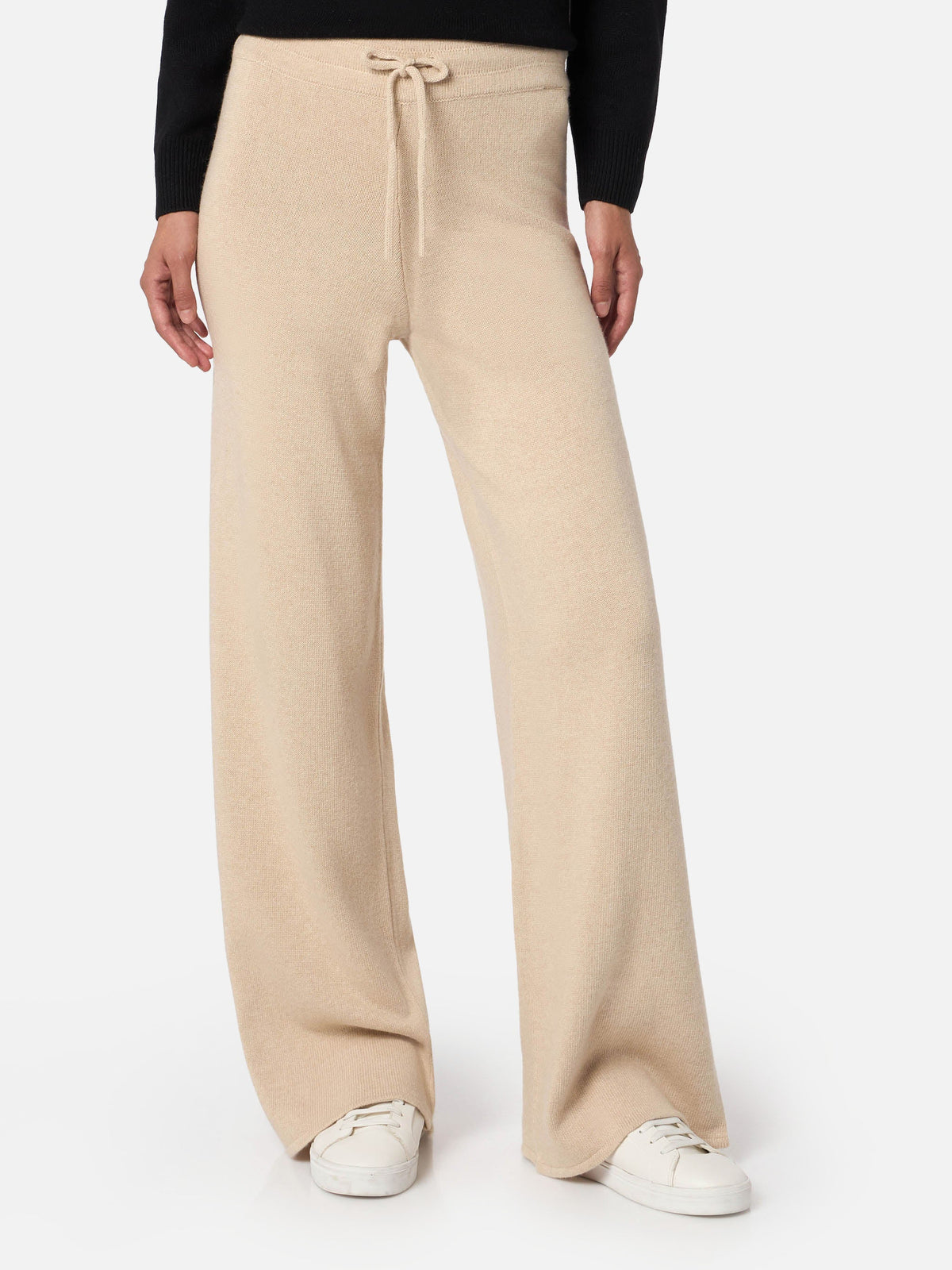 Beige Eze blended cashmere sweater with polo collar