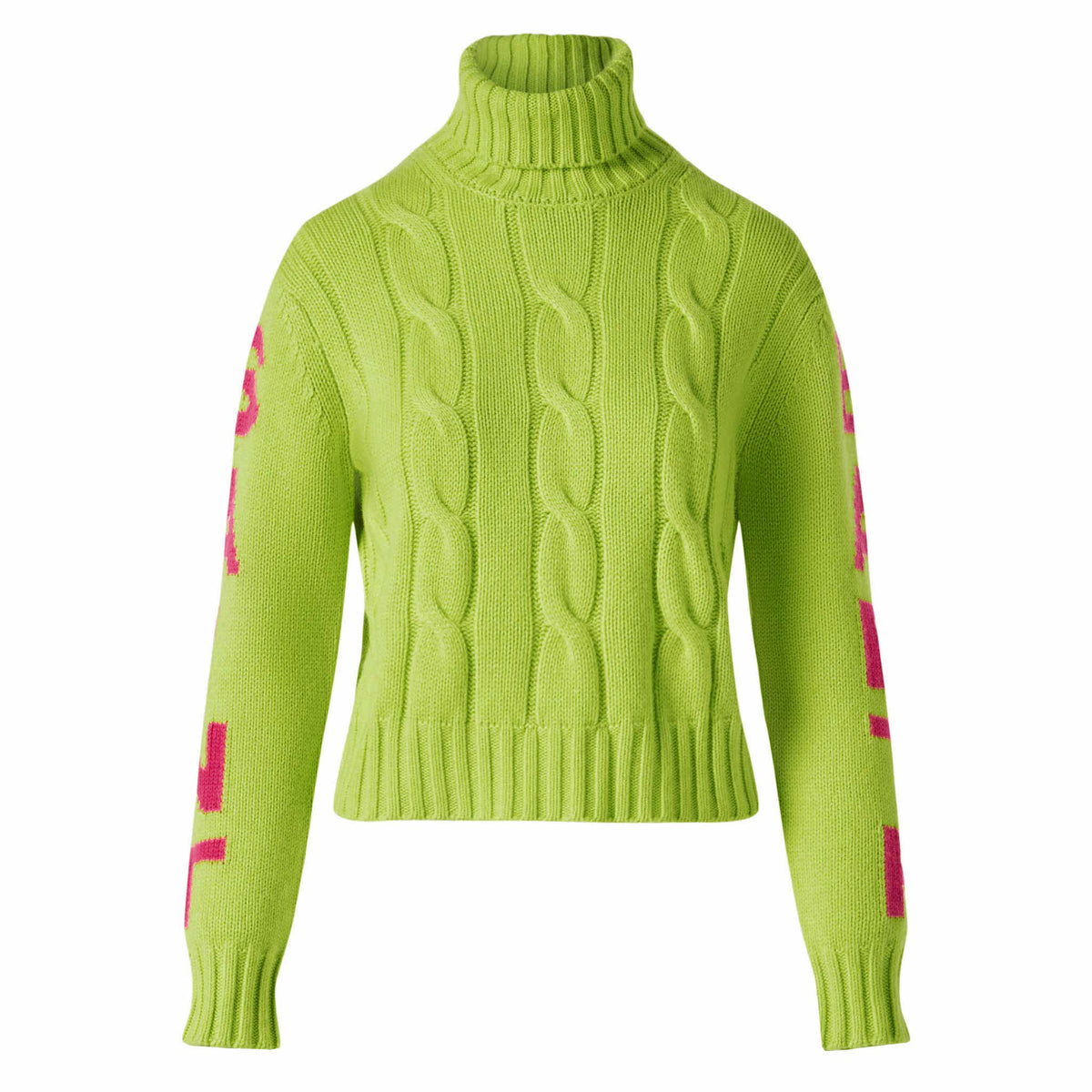 Adler fluo yellow cable-knit turtleneck sweater