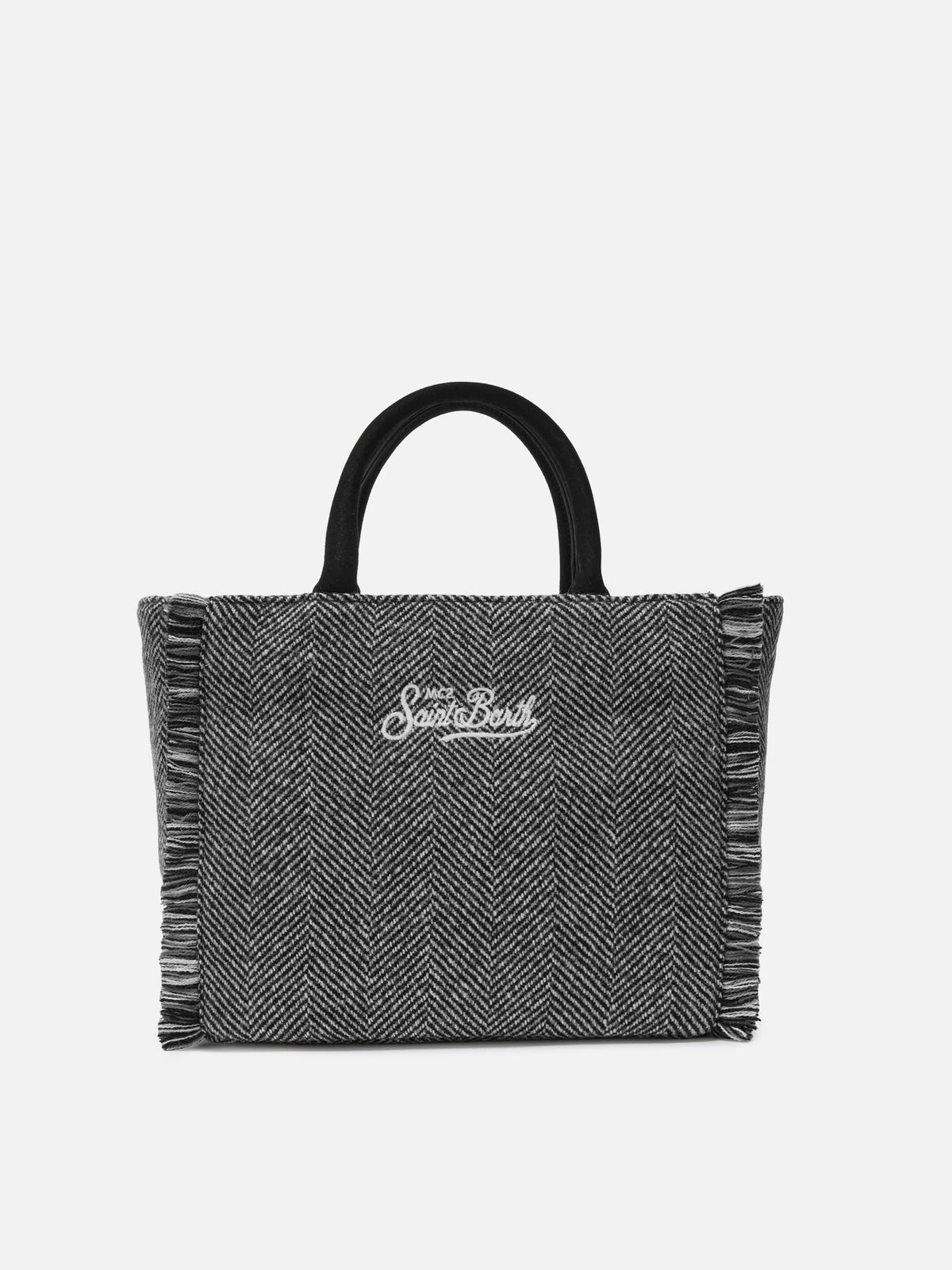 Colette Wool black and grey herringbone bag