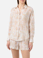 Meave ramie shorts with beige toile de Jouy print