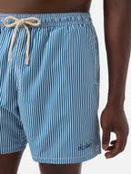 Syros swim shorts with white and blue striped pattern