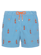 Mid-length striped Gustavia swim-shorts with Aperol Spritz embroidery | APEROL SPECIAL EDITION
