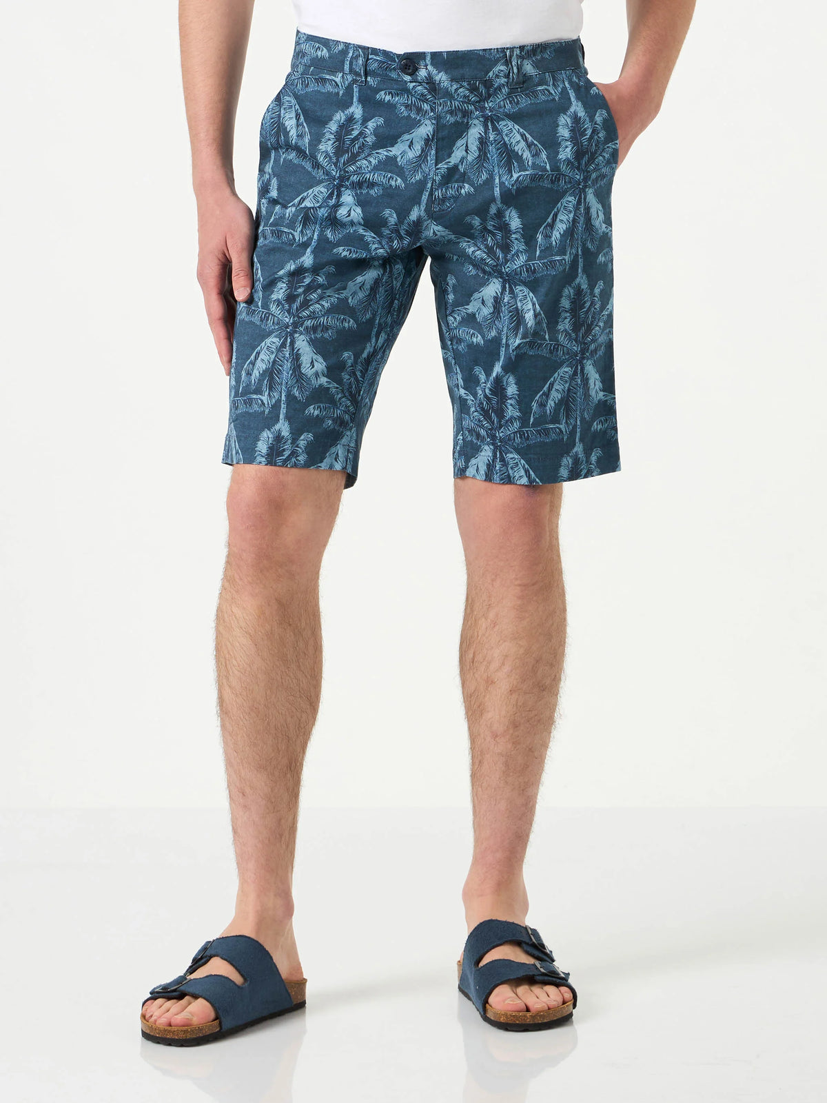 Royal palm print bermuda shorts