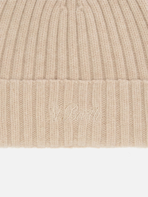 100% WOOL Wengen beanie in beige
