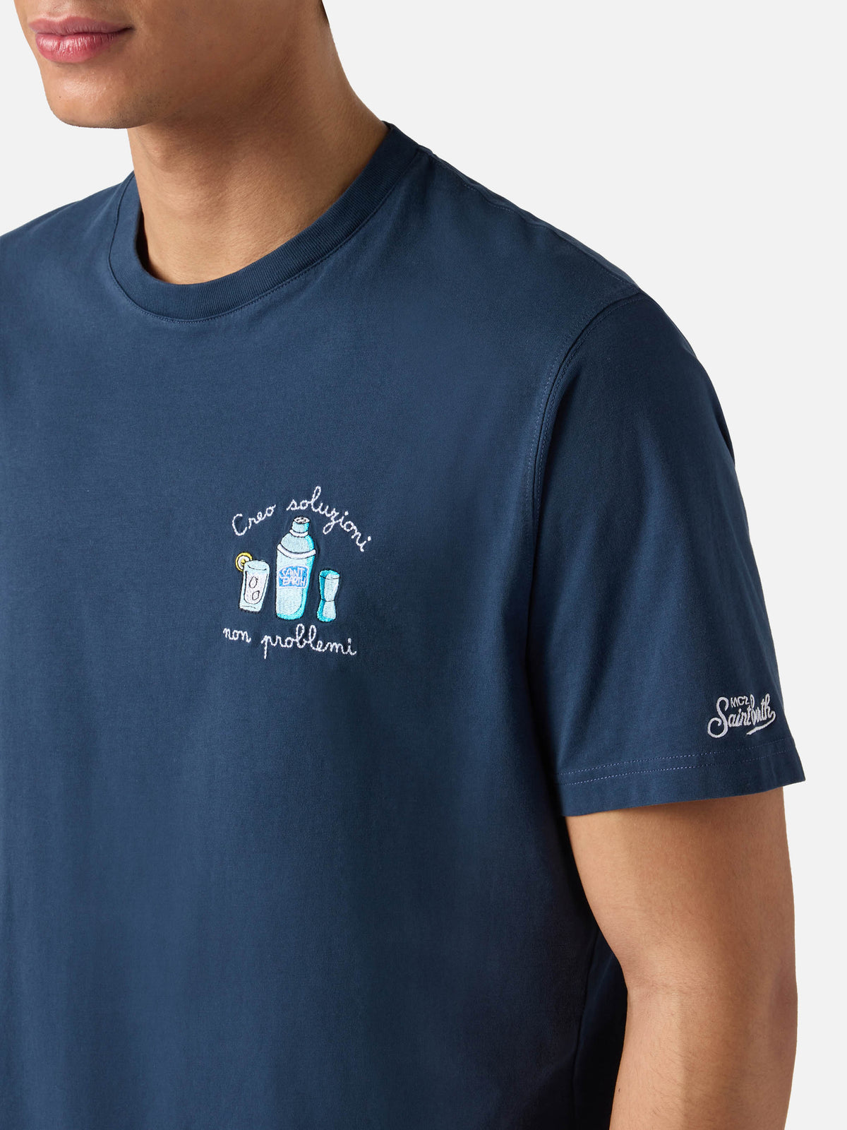 Blue Portofino T-shirt with Creo Soluzioni Non Problemi embroidery