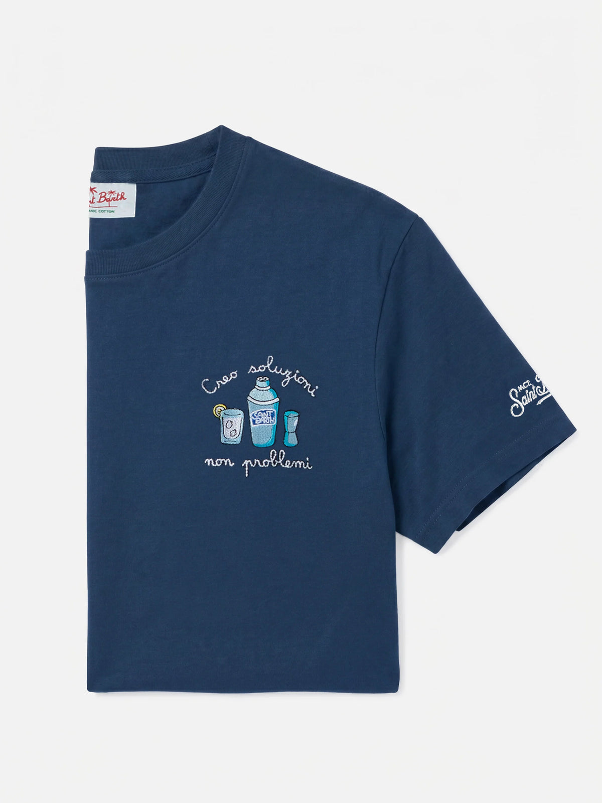 Blue Portofino T-shirt with Creo Soluzioni Non Problemi embroidery