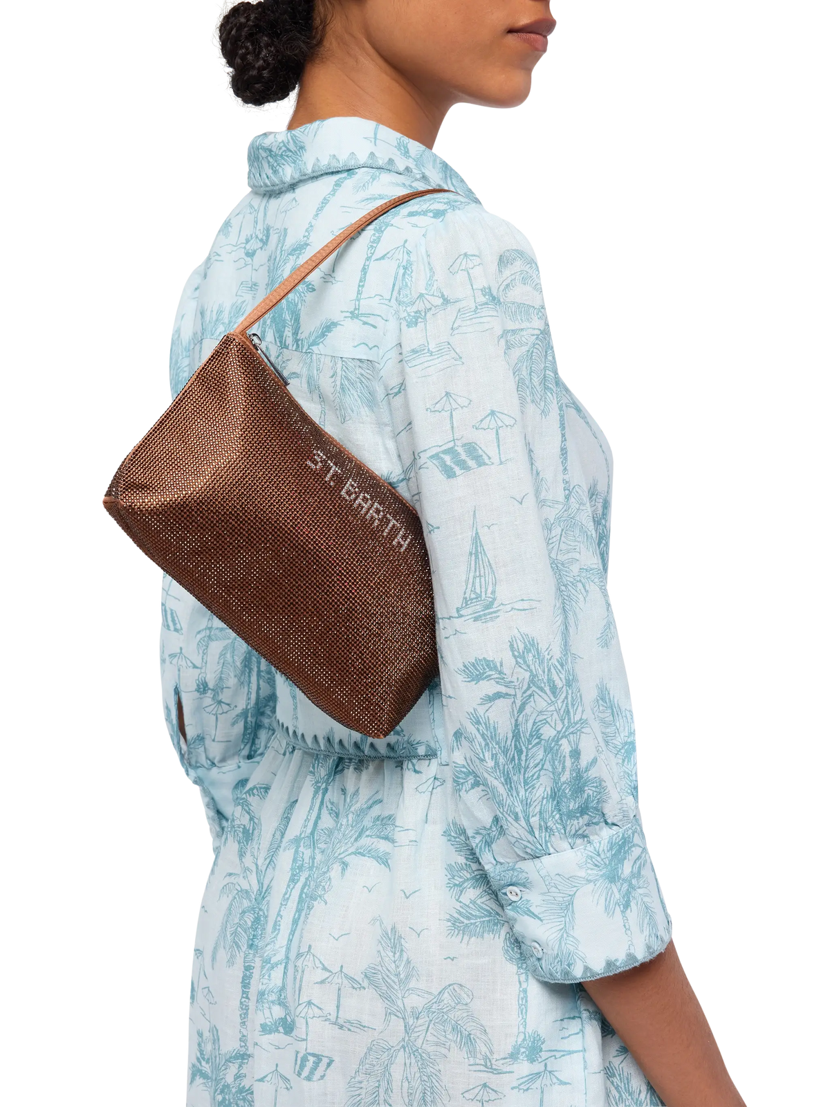 Mini bag Strassy with brown rhinestones